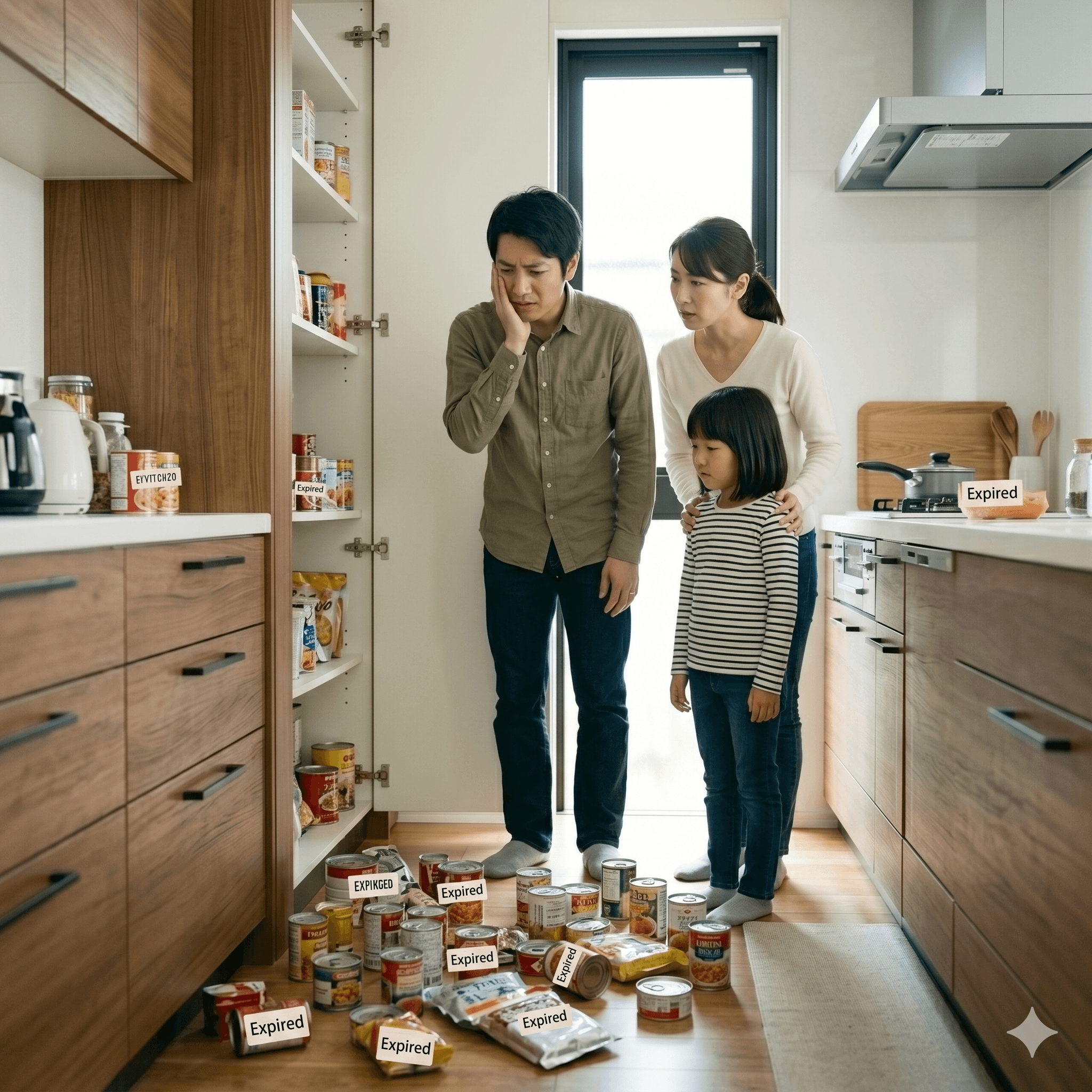 備蓄品の管理に悩む家族